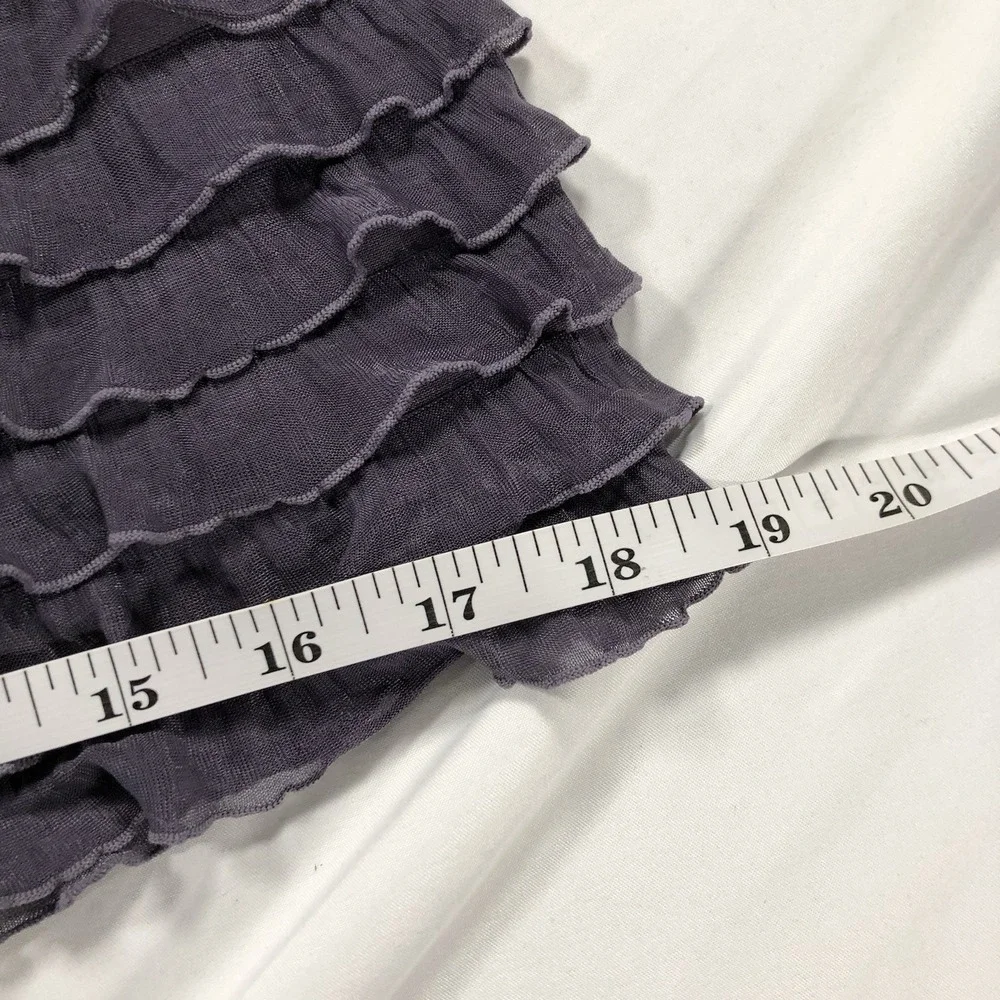 XHILARATION ABOVE-KNEE SKIRT (purple-gray w/ elastic waist & ruffles) Size Small